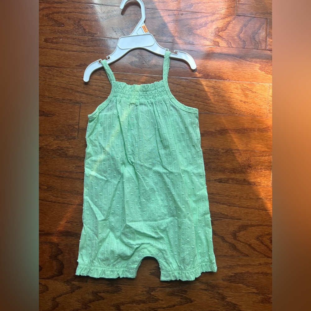 First Impressions Mint Green Eyelet Romper